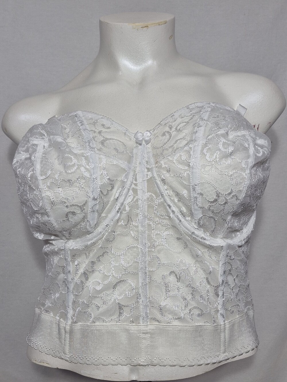 42FF US (42F UK) Goddess 689 Lace Longline Bridal Bustier Underwire Bra White - Picture 1 of 7